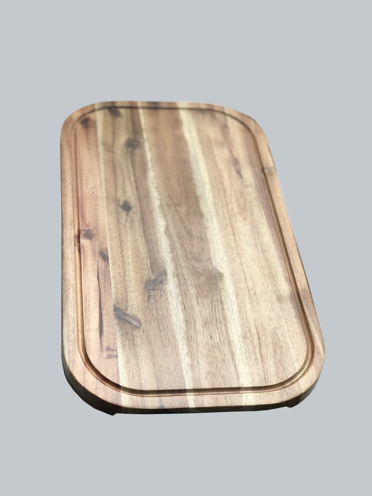 Zavis Green Acacia Wood Serving Rounded Cutting Board With Juice Groove 18" X 10" | Dishwasher Safe