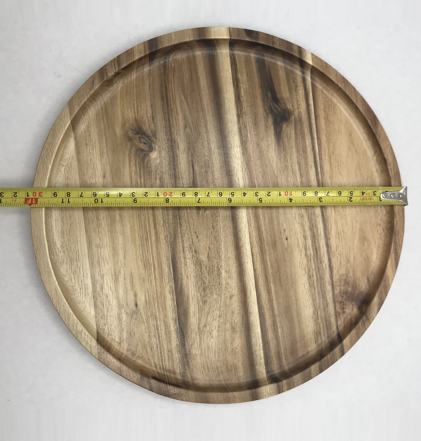 Zavis Green Acacia Wood Round Stackable Plate / Platter 12" | Dishwasher Safe