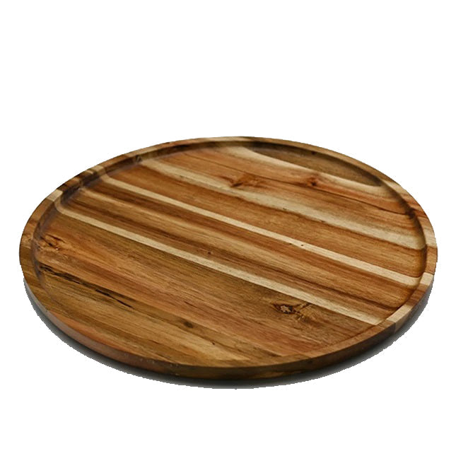 Zavis Green Acacia Wood Round Stackable Plate / Platter 14" | Dishwasher Safe