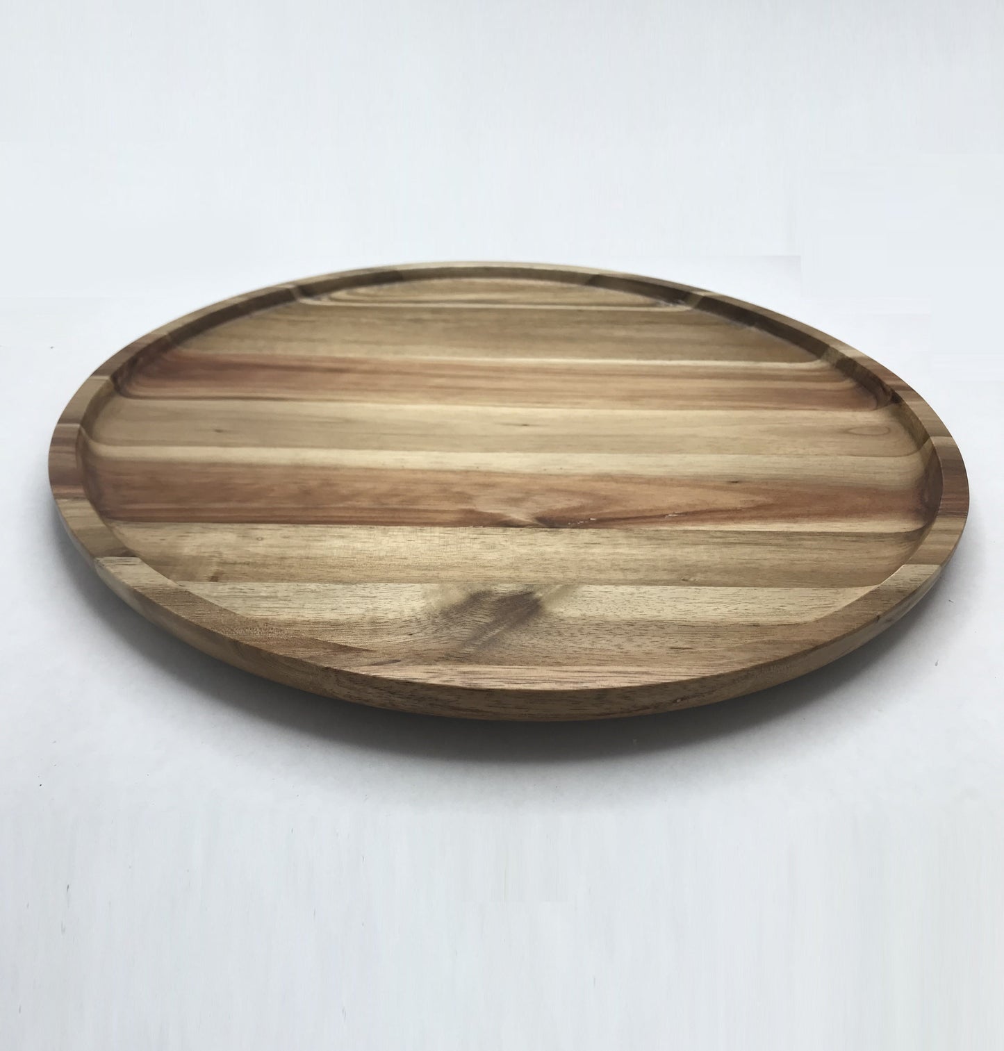 Zavis Green Acacia Wood Round Stackable Plate / Platter 16" | Dishwasher Safe