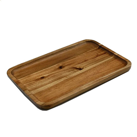 Zavis Green Acacia Wood Serving rectangle Stackable Tray / Dish 12" X 8" | Dishwasher Safe