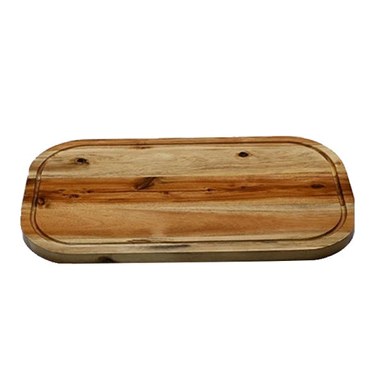 Zavis Green Acacia Wood Serving Rounded Cutting Board With Juice Groove 18" X 10" | Dishwasher Safe