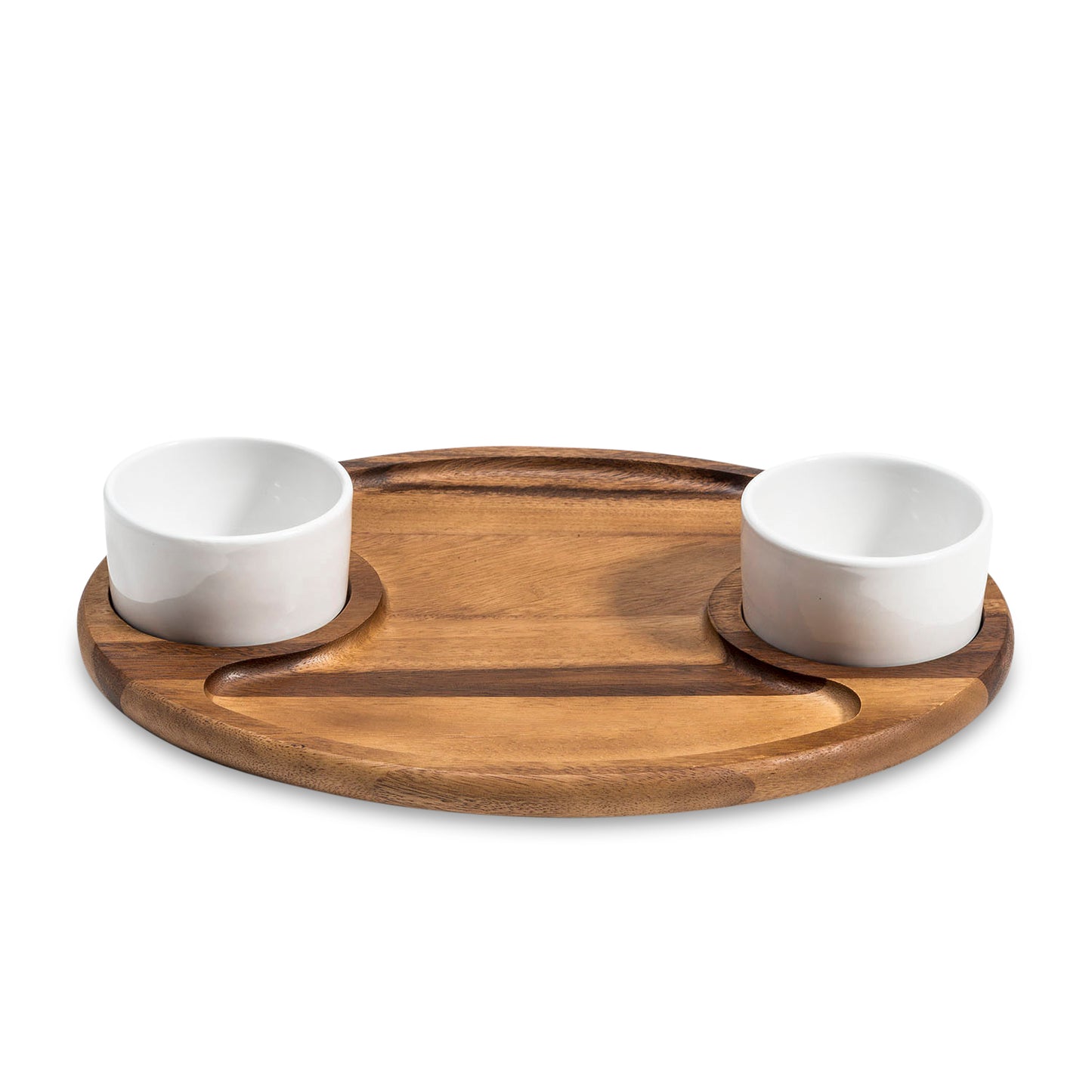 Charcuterie Board with 2 Ceramic Dishes 15" x 12"